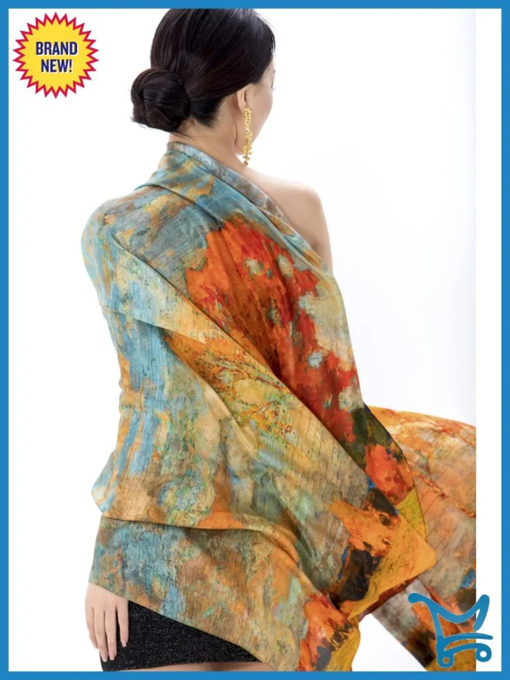 100% Mulberry Silk Oversized Scarf Shawl Wrap Jacquard Floral Gift Box